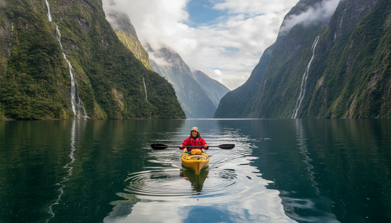 plongez au cœur du milford sound à travers une aventure en kayak unique et immersive, explorant les majestueux fjords et leur nature spectaculaire.