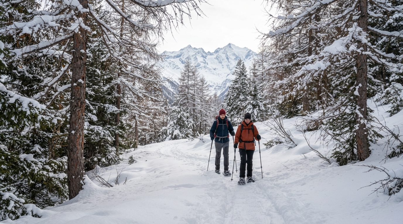 explorez le val d’anniviers en hiver avec notre sélection des meilleures randonnées en raquettes à neige, entre paysages alpins et panoramas spectaculaires.