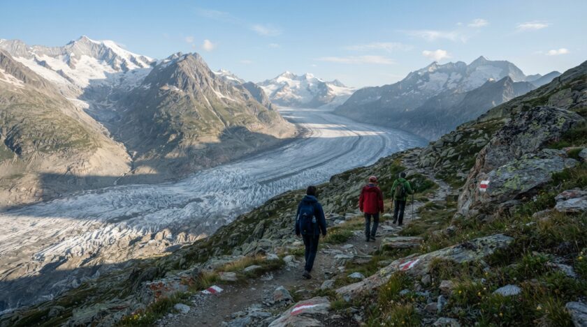 partez pour deux jours d’exploration au cœur du glacier d’aletsch : paysages grandioses, sentiers alpins et immersion inoubliable dans les alpes suisses.